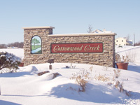 Main entrance to Cottonwood Creek Subdivision